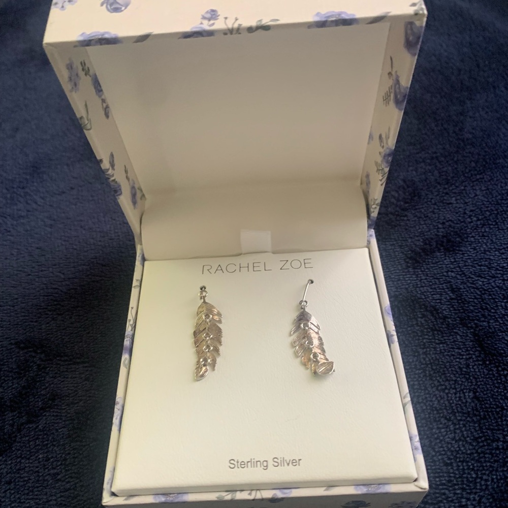 Rachel Zoe Shimmering Silver Leaf Earrings
